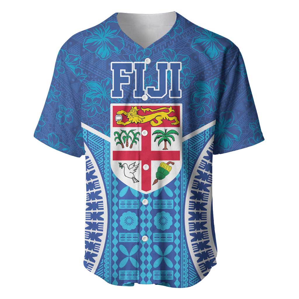 Fiji Day Baseball Jersey Fijian Masi Tribal Hibiscus Tattoo and Tapa Pattern