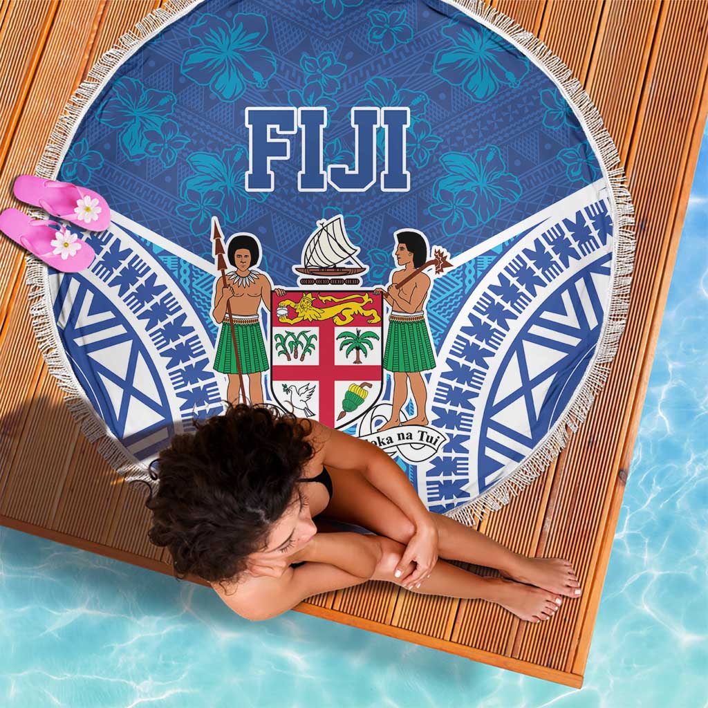 Fiji Day Beach Blanket Fijian Masi Tribal Hibiscus Tattoo and Tapa Pattern LT03 - Polynesian Pride