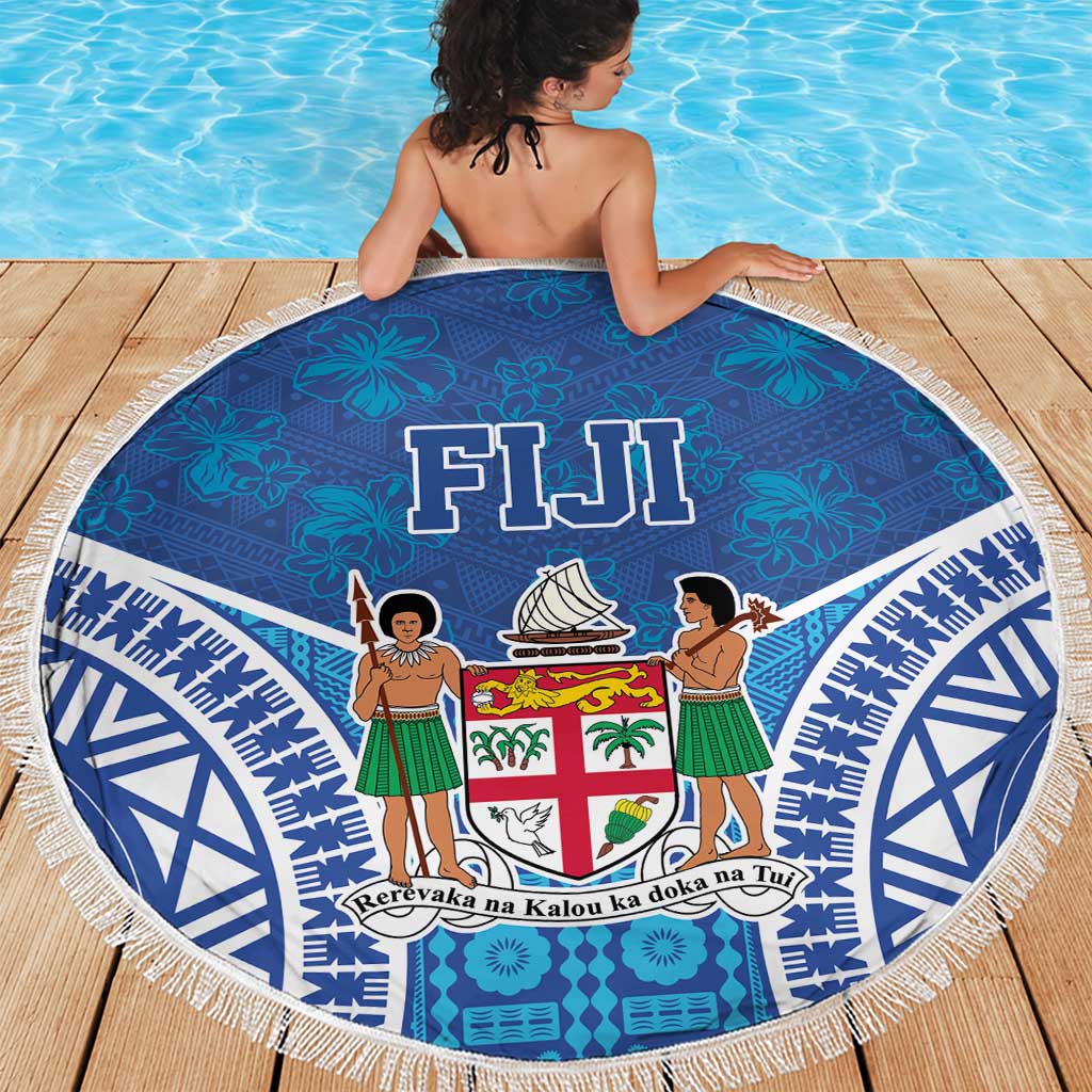 Fiji Day Beach Blanket Fijian Masi Tribal Hibiscus Tattoo and Tapa Pattern LT03 - Polynesian Pride