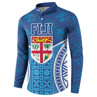 Fiji Day Button Sweatshirt Fijian Masi Tribal Hibiscus Tattoo and Tapa Pattern LT03 - Polynesian Pride