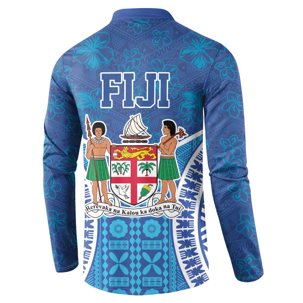 Fiji Day Button Sweatshirt Fijian Masi Tribal Hibiscus Tattoo and Tapa Pattern LT03 - Polynesian Pride