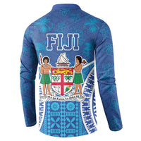 Fiji Day Button Sweatshirt Fijian Masi Tribal Hibiscus Tattoo and Tapa Pattern LT03 - Polynesian Pride