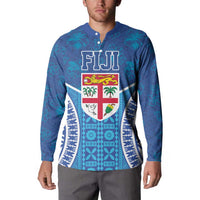 Fiji Day Button Sweatshirt Fijian Masi Tribal Hibiscus Tattoo and Tapa Pattern LT03 - Polynesian Pride