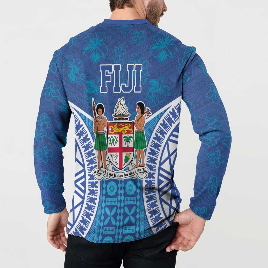 Fiji Day Button Sweatshirt Fijian Masi Tribal Hibiscus Tattoo and Tapa Pattern LT03 - Polynesian Pride