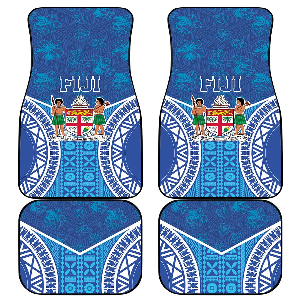 Fiji Day Car Mats Fijian Masi Tribal Hibiscus Tattoo and Tapa Pattern LT03 - Polynesian Pride