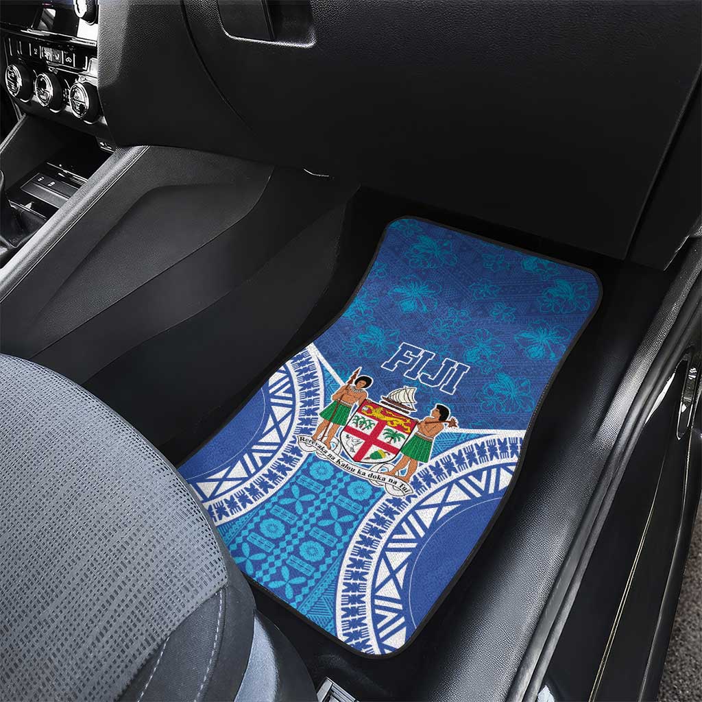Fiji Day Car Mats Fijian Masi Tribal Hibiscus Tattoo and Tapa Pattern LT03 - Polynesian Pride