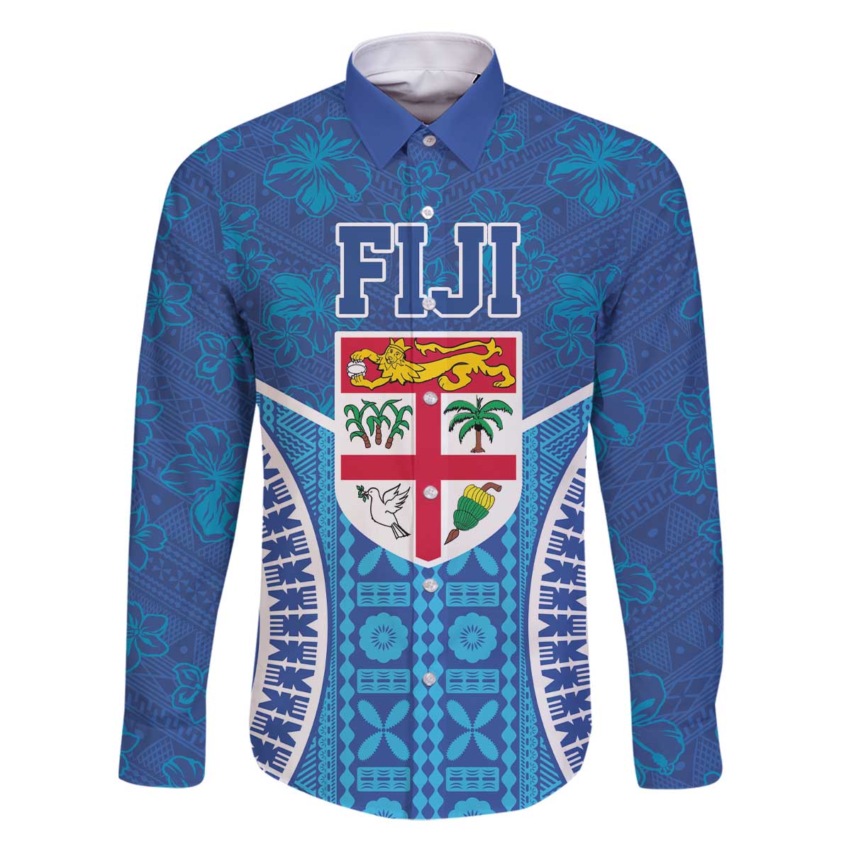 Fiji Day Family Matching Off Shoulder Short Dress and Hawaiian Shirt Fijian Masi Tribal Hibiscus Tattoo and Tapa Pattern