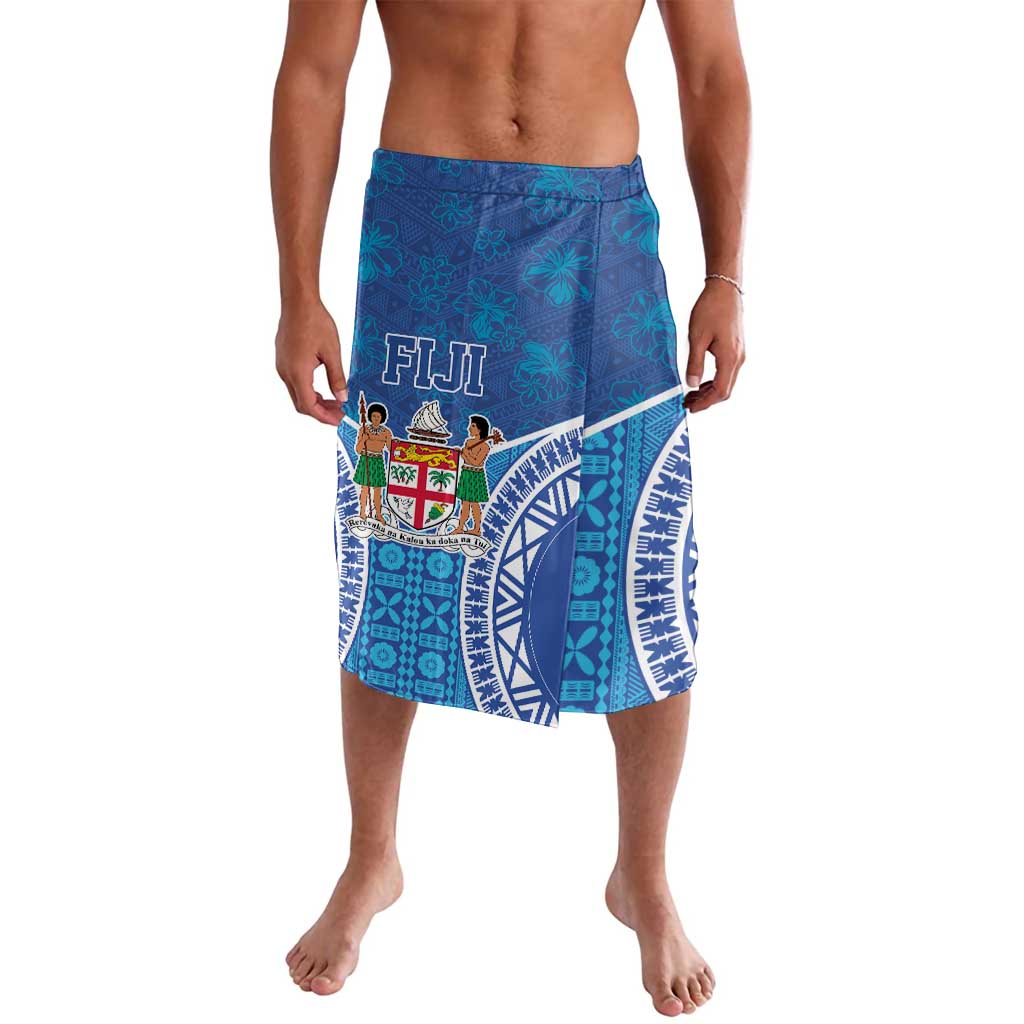 Fiji Day Lavalava Fijian Masi Tribal Hibiscus Tattoo and Tapa Pattern LT03 Blue - Polynesian Pride