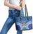 Fiji Day Leather Tote Bag Fijian Masi Tribal Hibiscus Tattoo and Tapa Pattern