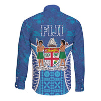 Fiji Day Long Sleeve Button Shirt Fijian Masi Tribal Hibiscus Tattoo and Tapa Pattern