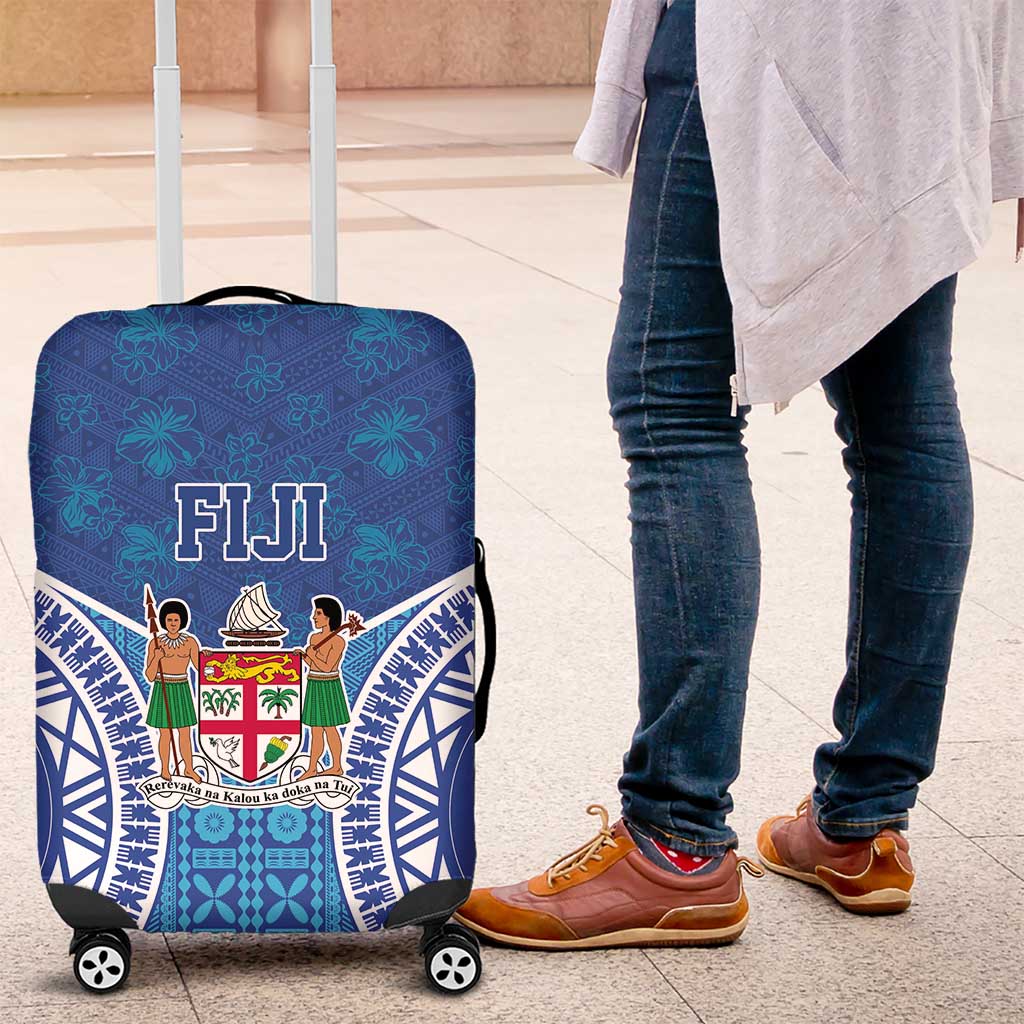 Fiji Day Luggage Cover Fijian Masi Tribal Hibiscus Tattoo and Tapa Pattern