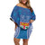 Fiji Day Off Shoulder Short Dress Fijian Masi Tribal Hibiscus Tattoo and Tapa Pattern