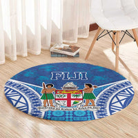 Fiji Day Round Carpet Fijian Masi Tribal Hibiscus Tattoo and Tapa Pattern