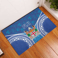 Fiji Day Rubber Doormat Fijian Masi Tribal Hibiscus Tattoo and Tapa Pattern LT03 - Polynesian Pride