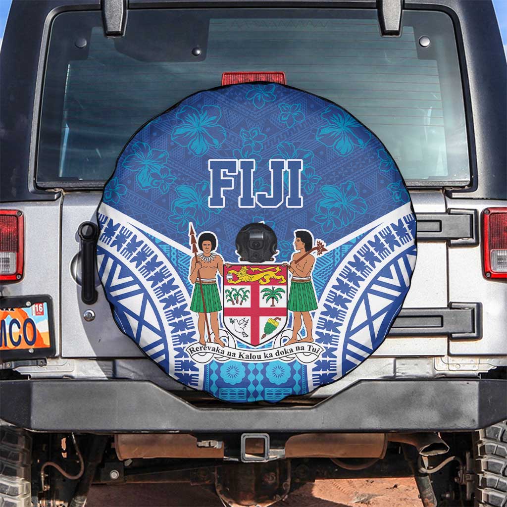 Fiji Day Spare Tire Cover Fijian Masi Tribal Hibiscus Tattoo and Tapa Pattern