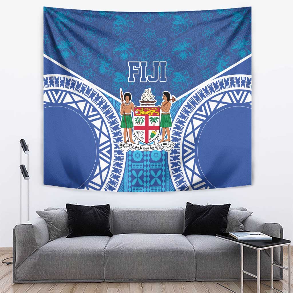 Fiji Day Tapestry Fijian Masi Tribal Hibiscus Tattoo and Tapa Pattern