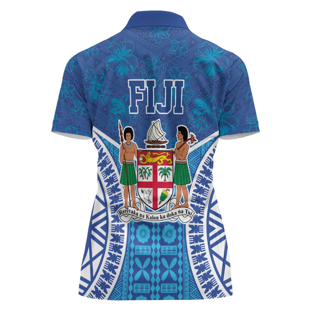 Fiji Day Women Polo Shirt Fijian Masi Tribal Hibiscus Tattoo and Tapa Pattern