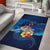 Polynesian Scuba Diving Area Rug Honu with Hibiscus and Plumeria Flower and Tapa Tribal Pattern