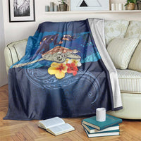 Polynesian Scuba Diving Blanket Honu with Hibiscus and Plumeria Flower and Tapa Tribal Pattern LT03 Blue - Polynesian Pride