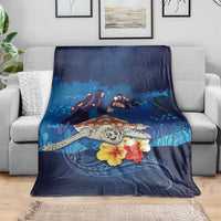 Polynesian Scuba Diving Blanket Honu with Hibiscus and Plumeria Flower and Tapa Tribal Pattern LT03 - Polynesian Pride