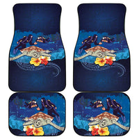 Polynesian Scuba Diving Car Mats Honu with Hibiscus and Plumeria Flower and Tapa Tribal Pattern LT03 - Polynesian Pride