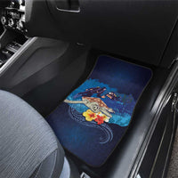 Polynesian Scuba Diving Car Mats Honu with Hibiscus and Plumeria Flower and Tapa Tribal Pattern LT03 - Polynesian Pride