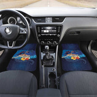 Polynesian Scuba Diving Car Mats Honu with Hibiscus and Plumeria Flower and Tapa Tribal Pattern LT03 Set 2pcs - Front Blue - Polynesian Pride