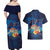 Polynesian Scuba Diving Couples Matching Off Shoulder Maxi Dress and Hawaiian Shirt Honu with Hibiscus and Plumeria Flower and Tapa Tribal Pattern