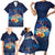 Polynesian Scuba Diving Family Matching Short Sleeve Bodycon Dress and Hawaiian Shirt Honu with Hibiscus and Plumeria Flower and Tapa Tribal Pattern