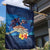 Polynesian Scuba Diving Garden Flag Honu with Hibiscus and Plumeria Flower and Tapa Tribal Pattern