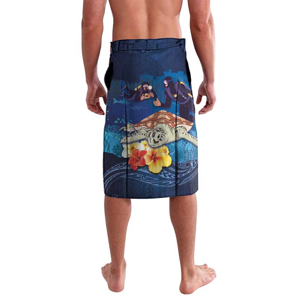 Polynesian Scuba Diving Lavalava Honu with Hibiscus and Plumeria Flower and Tapa Tribal Pattern LT03 - Polynesian Pride