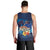 Polynesian Scuba Diving Men Tank Top Honu with Hibiscus and Plumeria Flower and Tapa Tribal Pattern