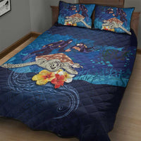 Polynesian Scuba Diving Quilt Bed Set Honu with Hibiscus and Plumeria Flower and Tapa Tribal Pattern LT03 - Polynesian Pride