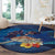 Polynesian Scuba Diving Round Carpet Honu with Hibiscus and Plumeria Flower and Tapa Tribal Pattern