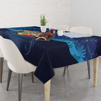 Polynesian Scuba Diving Tablecloth Honu with Hibiscus and Plumeria Flower and Tapa Tribal Pattern LT03 - Polynesian Pride