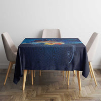 Polynesian Scuba Diving Tablecloth Honu with Hibiscus and Plumeria Flower and Tapa Tribal Pattern LT03 - Polynesian Pride