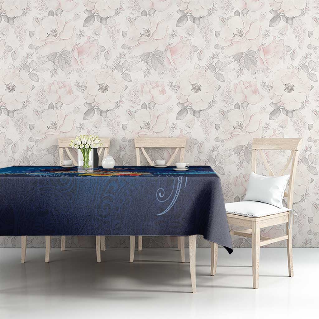 Polynesian Scuba Diving Tablecloth Honu with Hibiscus and Plumeria Flower and Tapa Tribal Pattern LT03 - Polynesian Pride