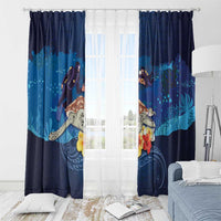 Polynesian Scuba Diving Window Curtain Honu with Hibiscus and Plumeria Flower and Tapa Tribal Pattern LT03 - Polynesian Pride