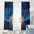 Polynesian Scuba Diving Window Curtain Honu with Hibiscus and Plumeria Flower and Tapa Tribal Pattern