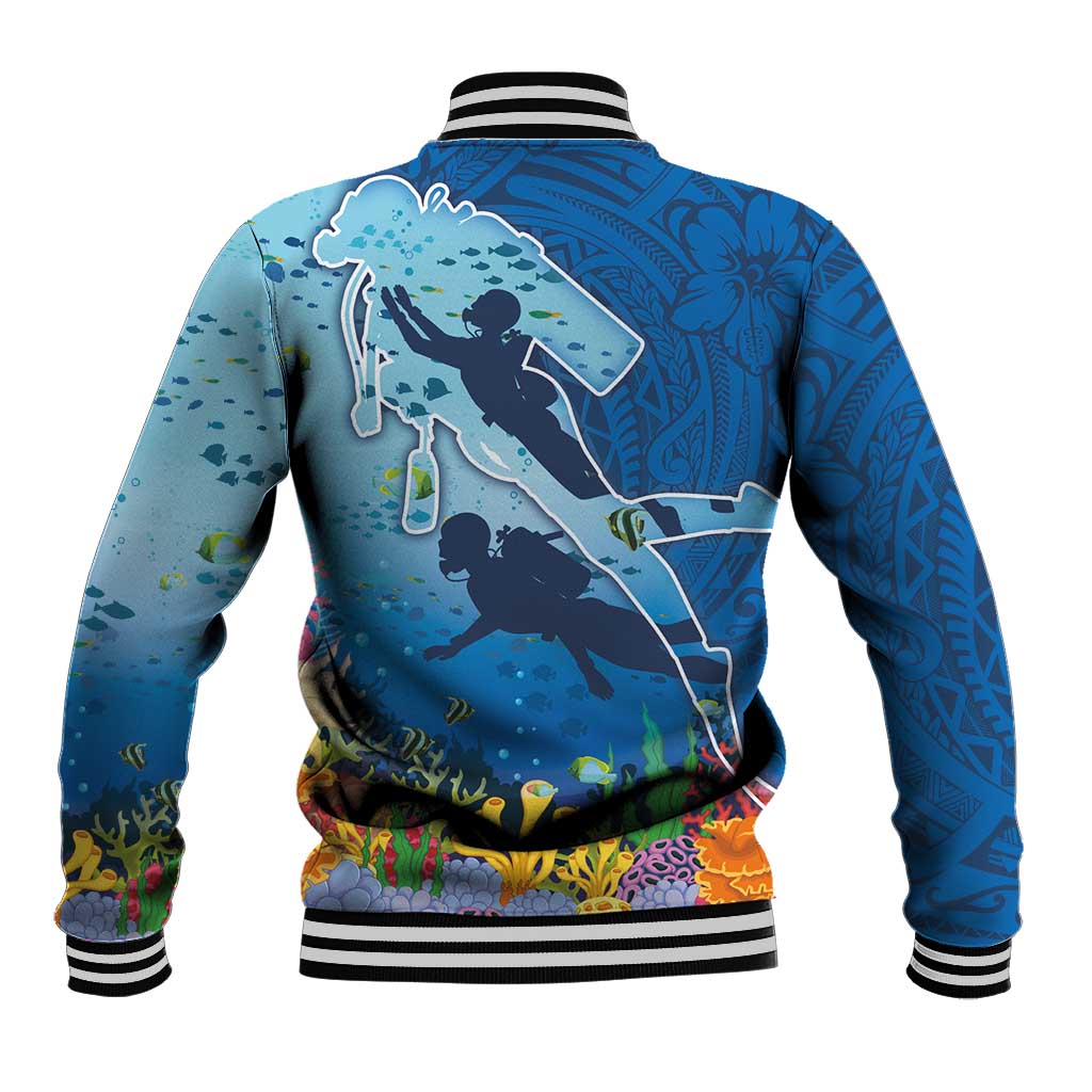 Polynesian Scuba Diving Baseball Jacket Beauty Corals with Underwater and Polynesian Pattern LT03 - Polynesian Pride