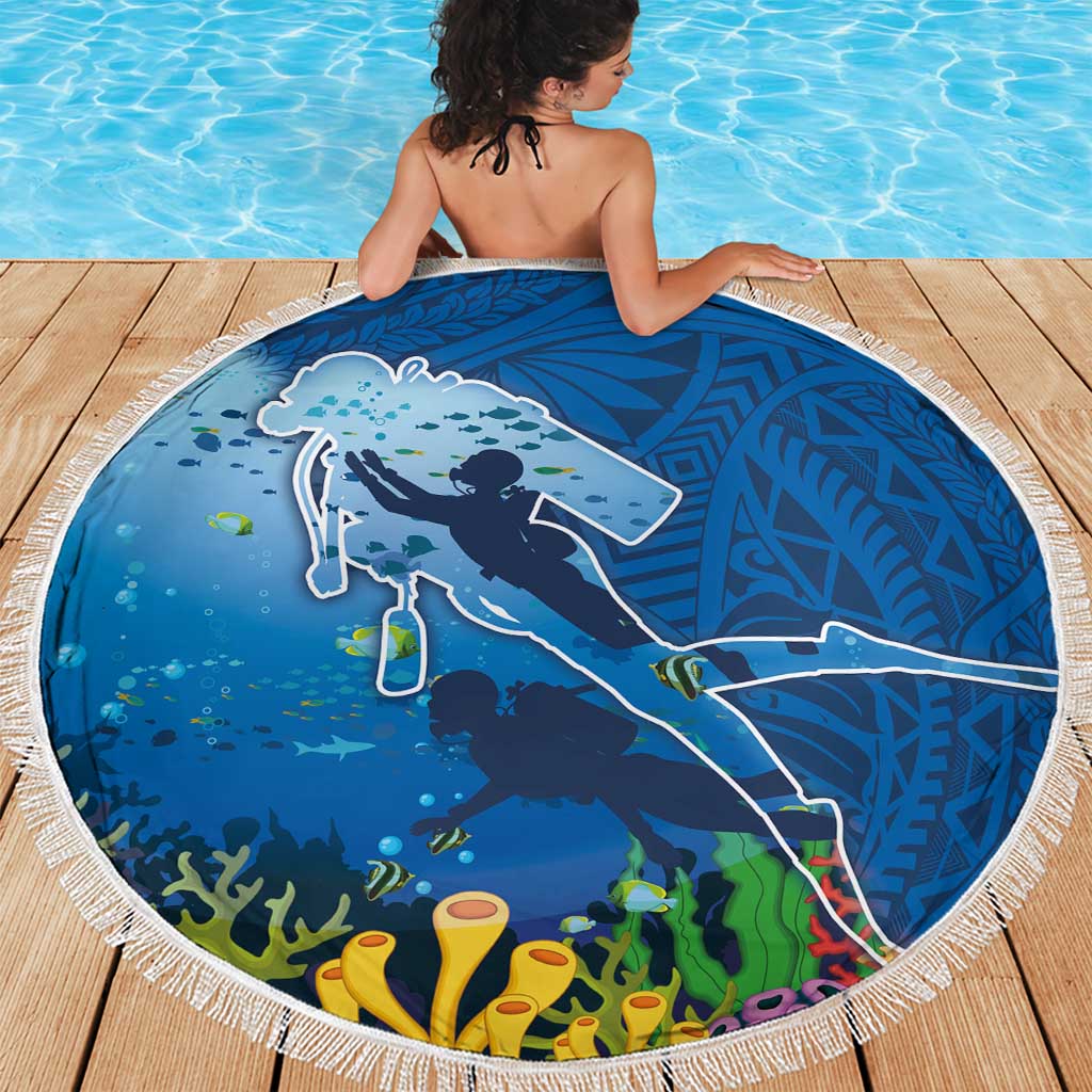 Polynesian Scuba Diving Beach Blanket Beauty Corals with Underwater and Polynesian Pattern LT03 - Polynesian Pride