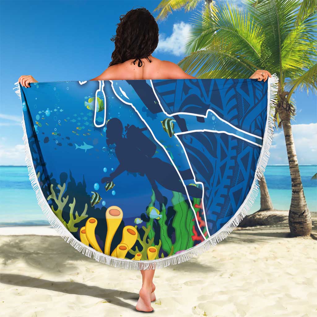 Polynesian Scuba Diving Beach Blanket Beauty Corals with Underwater and Polynesian Pattern LT03 - Polynesian Pride