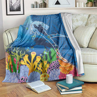 Polynesian Scuba Diving Blanket Beauty Corals with Underwater and Polynesian Pattern LT03 Blue - Polynesian Pride