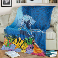Polynesian Scuba Diving Blanket Beauty Corals with Underwater and Polynesian Pattern LT03 - Polynesian Pride