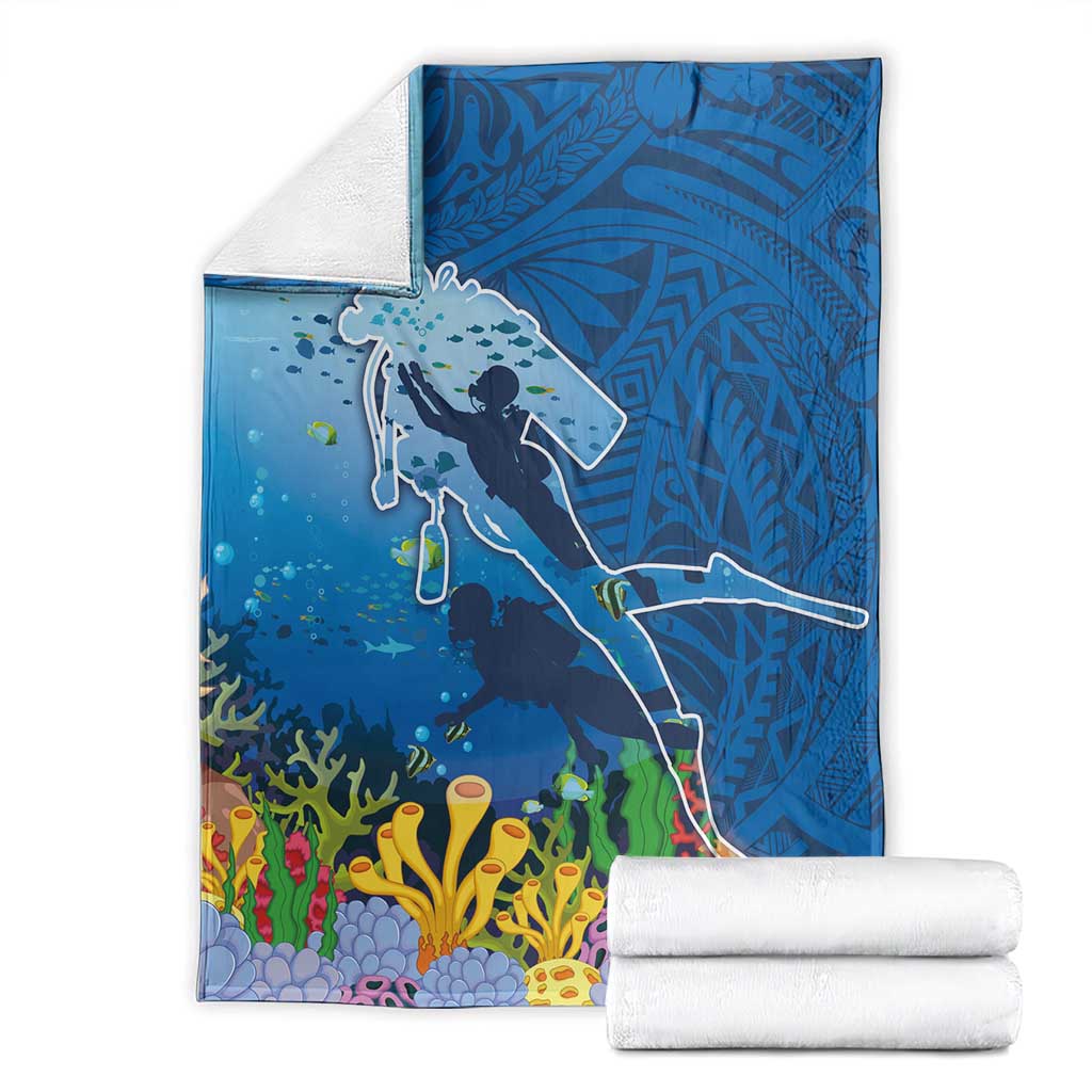 Polynesian Scuba Diving Blanket Beauty Corals with Underwater and Polynesian Pattern LT03 - Polynesian Pride