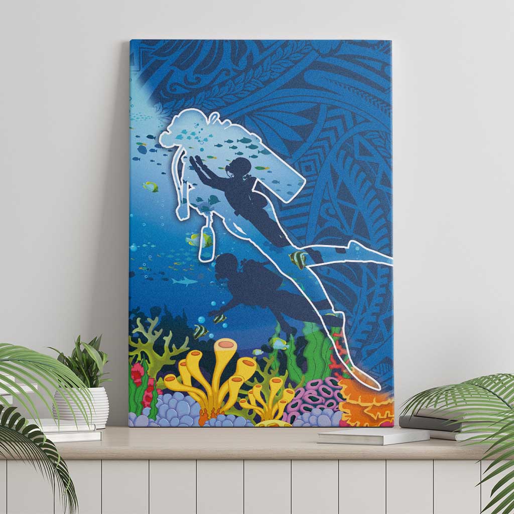 Polynesian Scuba Diving Canvas Wall Art Beauty Corals with Underwater and Polynesian Pattern LT03 - Polynesian Pride