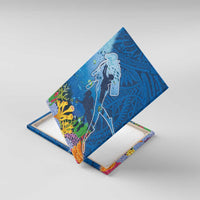 Polynesian Scuba Diving Canvas Wall Art Beauty Corals with Underwater and Polynesian Pattern LT03 With Frame Blue - Polynesian Pride