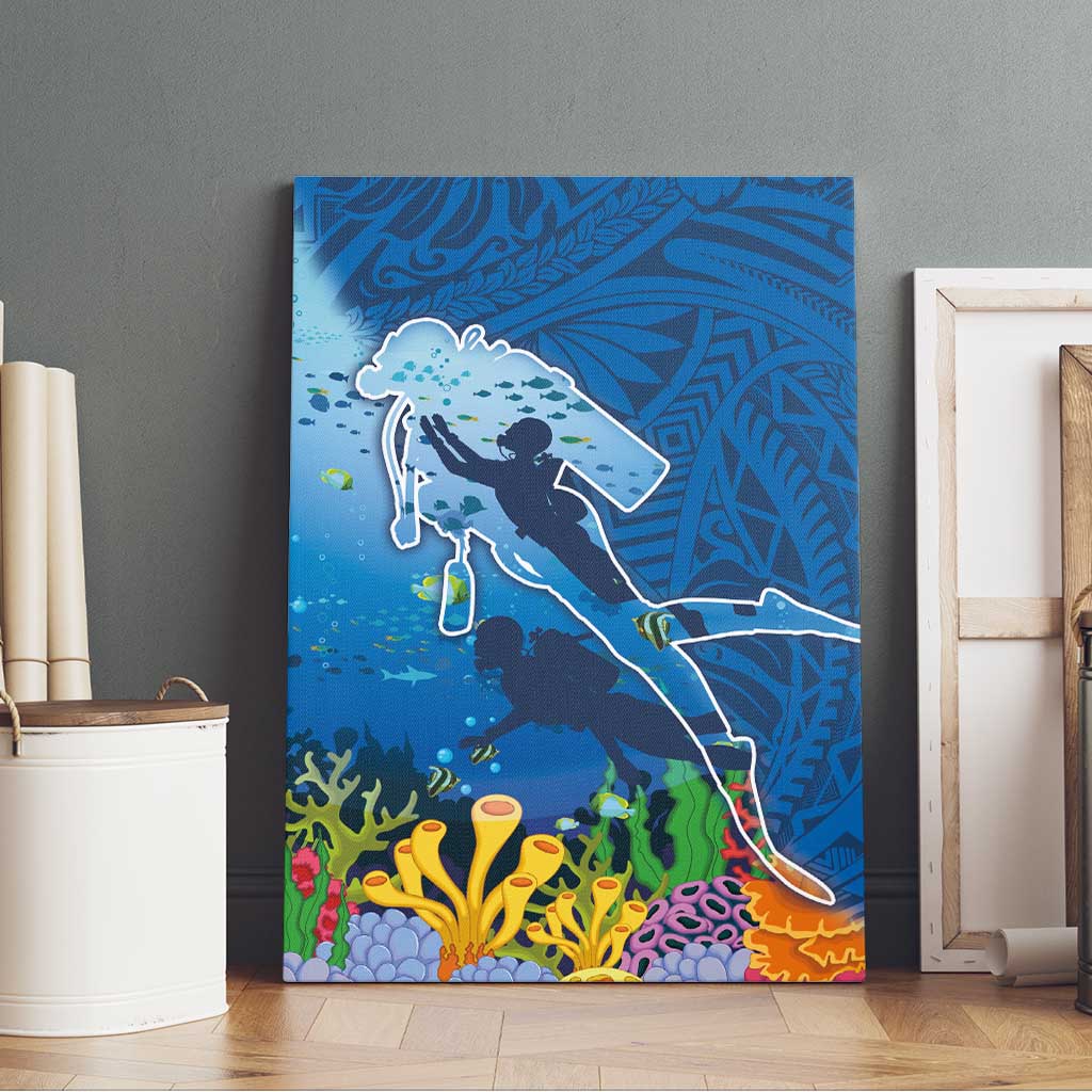 Polynesian Scuba Diving Canvas Wall Art Beauty Corals with Underwater and Polynesian Pattern LT03 - Polynesian Pride