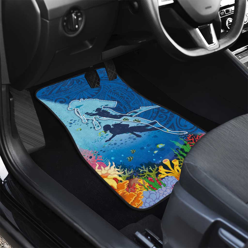Polynesian Scuba Diving Car Mats Beauty Corals with Underwater and Polynesian Pattern LT03 - Polynesian Pride