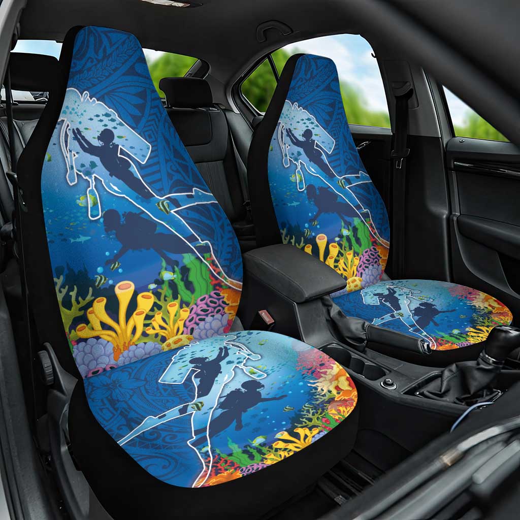 Polynesian Scuba Diving Car Seat Cover Beauty Corals with Underwater and Polynesian Pattern